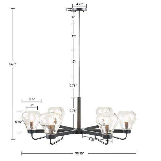 510 Design Devon 6-Light Modern Chandelier with Bowl-Shaped Shades - Enhance Your Interior