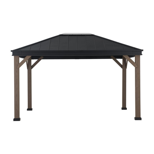 Sunjoy Cedarville 11 x 13 ft Outdoor Black Steel Hardtop Gazebo with Skylight