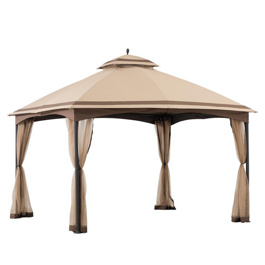 Pendleton Outdoor Patio Steel Frame 2-Tier Soft Top Roof Gazebo