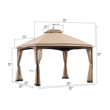 Pendleton Outdoor Patio Steel Frame 2-Tier Soft Top Roof Gazebo