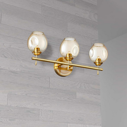 3LT Halogen Vanity VB, Champagne Glass - Elegant Lighting Fixture for Bathroom and Spa Rooms