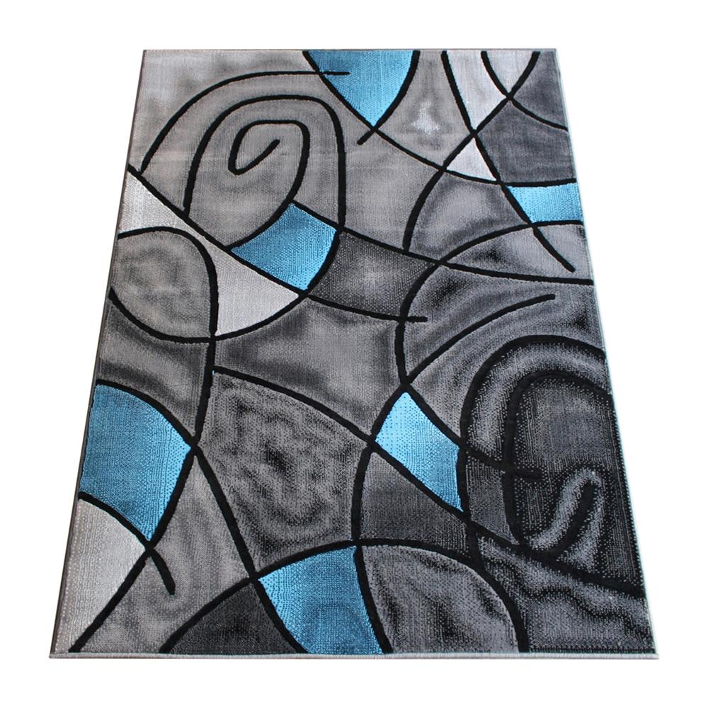 8' x 10' Blue Abstract Area Rug - Stain-Resistant and Durable