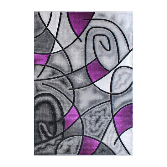 8' x 10' Purple Abstract Area Rug - Olefin Rug | Contemporary Accent Rug for Indoor Use