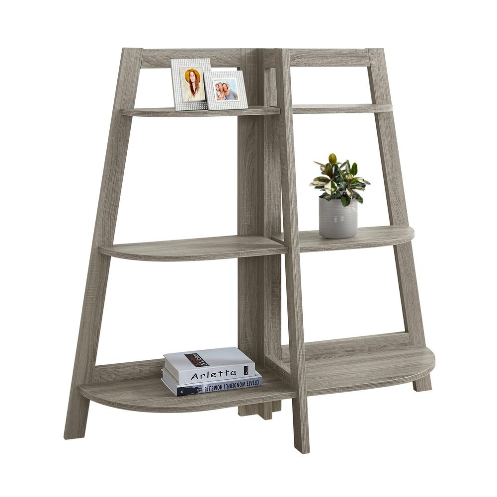 Contemporary Etagere Bookcase with 6 Open Shelves, Taupe Finish