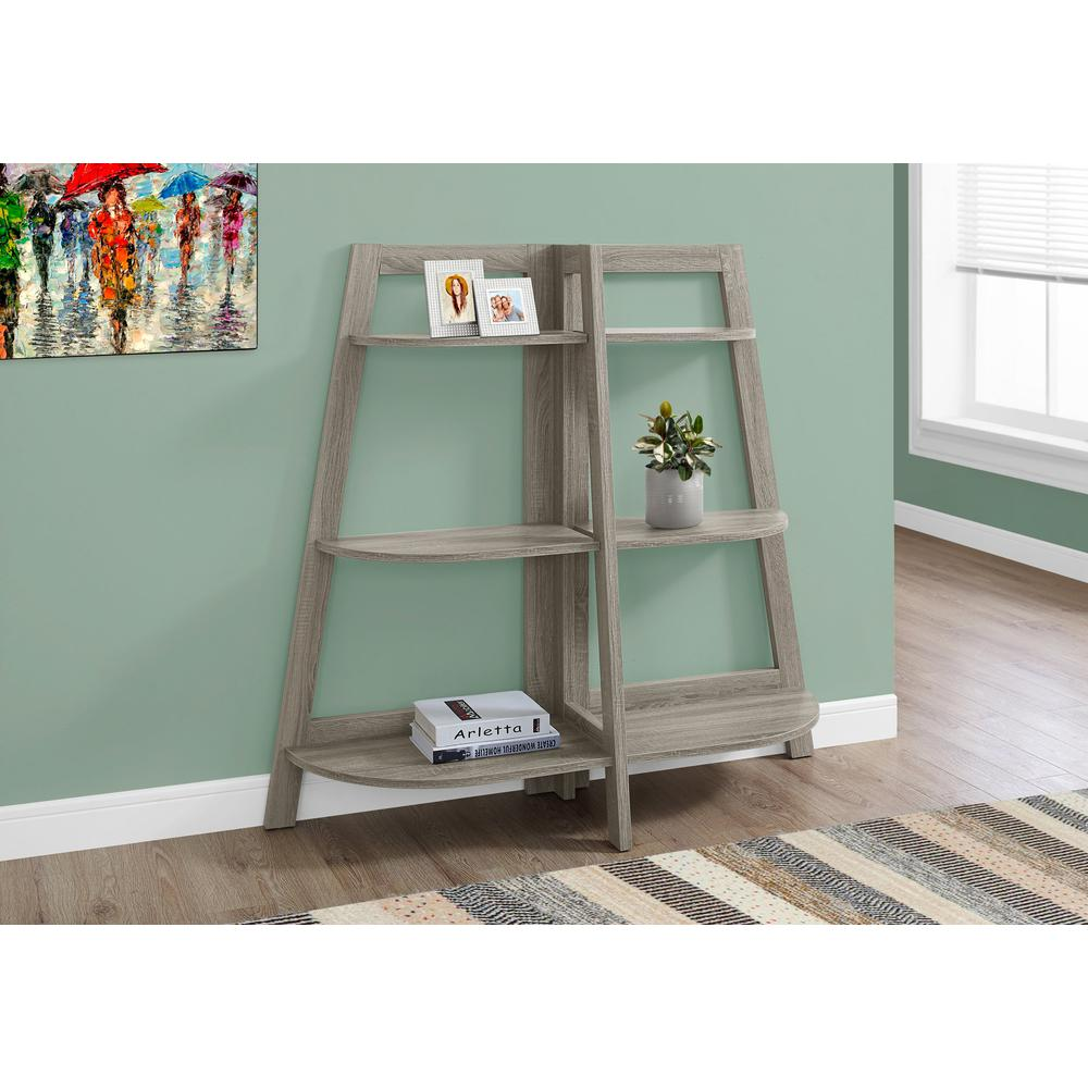 Contemporary Etagere Bookcase with 6 Open Shelves, Taupe Finish