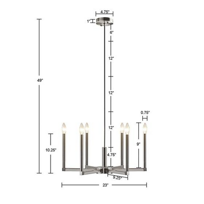 INK+IVY Renzetti 6 Light Candle Styled Traditional Chandelier