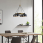 INK+IVY Abbott 4-LT Chandelier - Mid-Century Style, Black Bowl-Shaped Shades, Adjustable Height