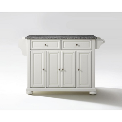 Alexandria Granite Top Full Size Kitchen Island/Cart - White/Gray | Storage, Organization, and Style for Your Kitchen