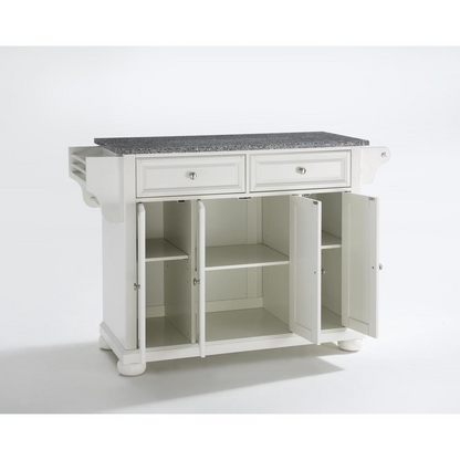 Alexandria Granite Top Full Size Kitchen Island/Cart - White/Gray | Storage, Organization, and Style for Your Kitchen