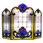 Tiffany-glass 3pcs Folding Victorian Fireplace Screen 40" Wide - Elegant Stained Art Glass Design