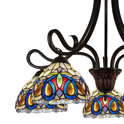 CHLOE Lighting SERENITY Victorian Tiffany-Style Dark Bronze 5 Light Large Chandelier 27" Wide