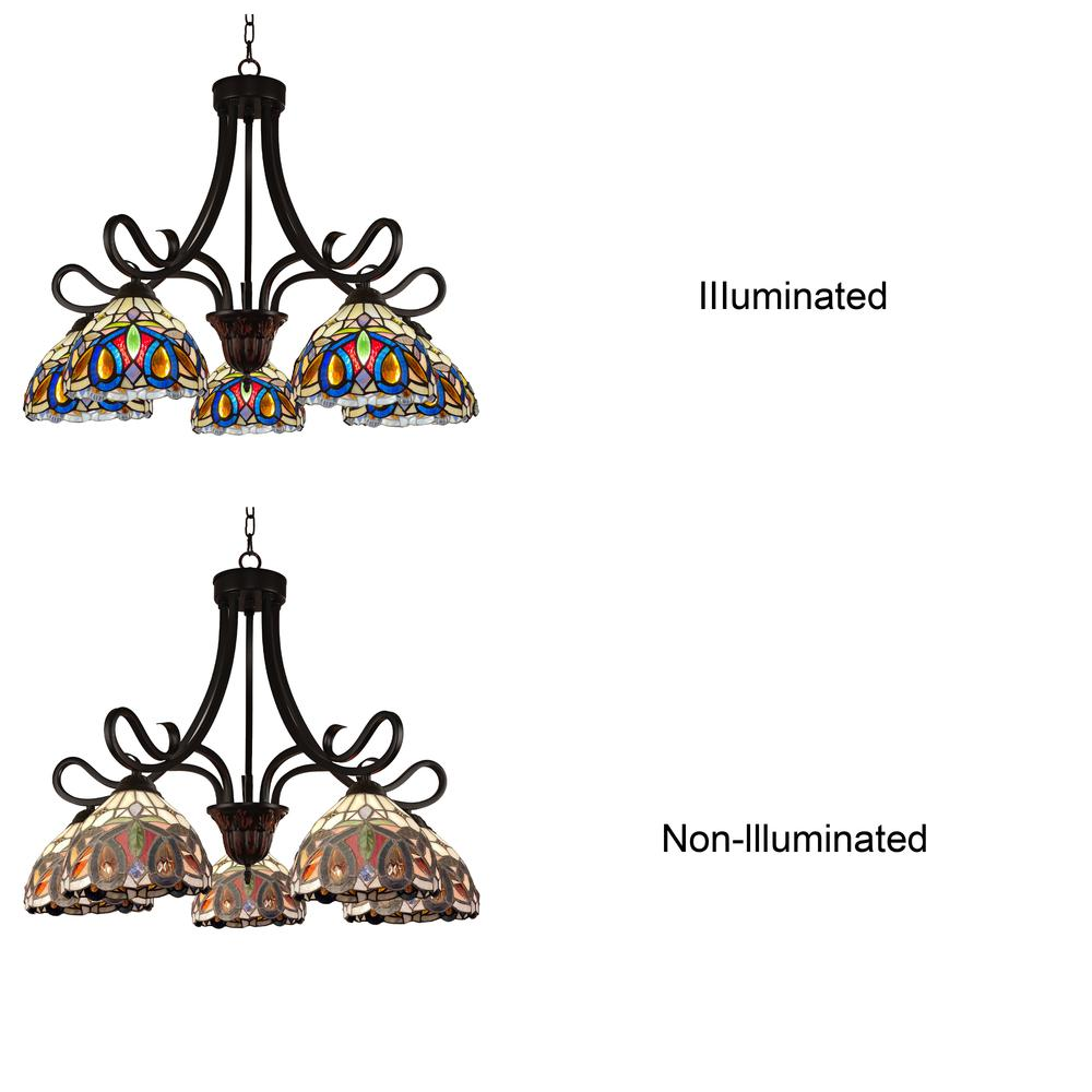 CHLOE Lighting SERENITY Victorian Tiffany-Style Dark Bronze 5 Light Large Chandelier 27" Wide