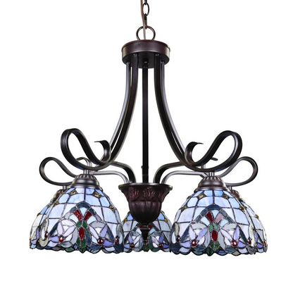 CHLOE Lighting GRENVILLE Victorian Tiffany-Style Dark Bronze 5 Light Chandelier 25" Wide