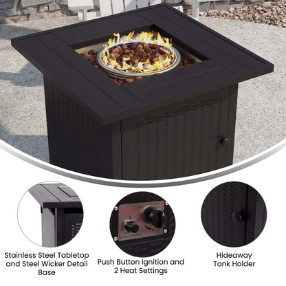 Olympia 28" Square 50,000 BTU Outdoor Propane Gas Fire Pit Table