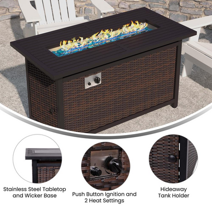 Olympia 45" x 25" Outdoor Propane Gas 50,000 BTU Fire Pit Table