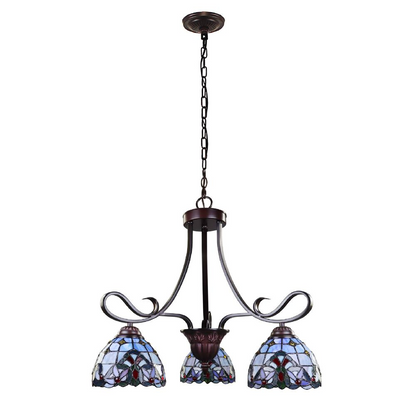 CHLOE Lighting GRENVILLE Tiffany-Style Blackish Bronze 3-Light Victorian Mini-Chandelier 25" Wide