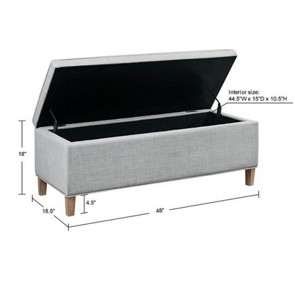 Martha Stewart Caymus Rectangular Storage Bench - Upholstered, Solid Wood Legs, Ample Storage Space