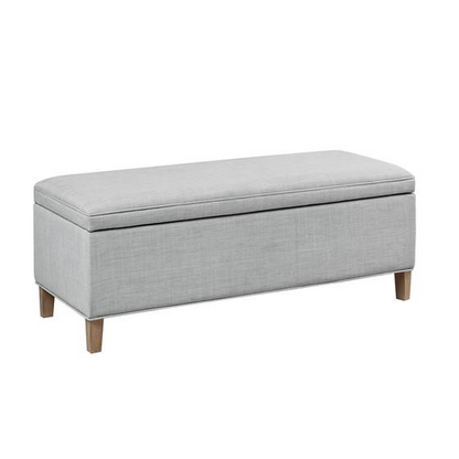 Martha Stewart Caymus Rectangular Storage Bench - Upholstered, Solid Wood Legs, Ample Storage Space