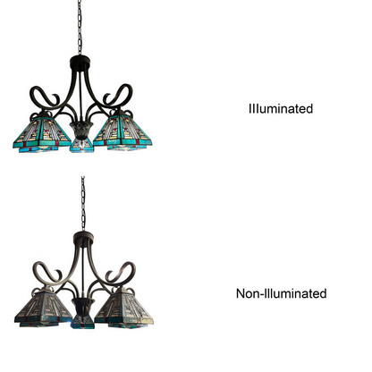 CHLOE Lighting INNES Mission Tiffany-Style Blackish Bronze 5 Light Large Chandelier 26" Wide - Elegant and Handcrafted Lighting Fixture