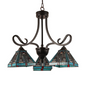 CHLOE Lighting INNES Mission Tiffany-style Blackish Bronze 3 Light Mini Chandelier 22" Wide - Elegant and Timeless Design