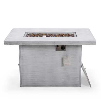 LeisureMod Chelsea Patio Modern Aluminum Propane Fire Pit Table in White