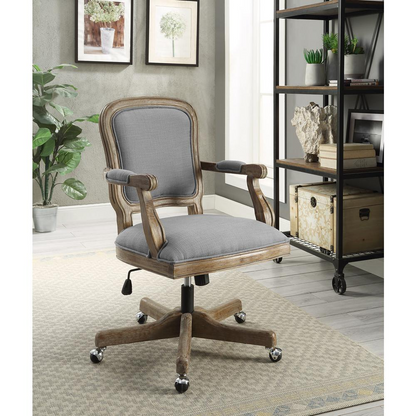 Maybell Office Chair, Light Gray - Rustic Farmhouse Design