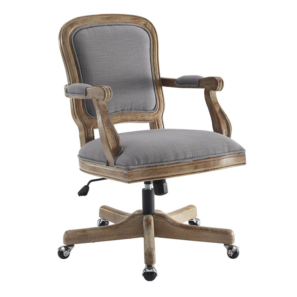 Maybell Office Chair, Light Gray - Rustic Farmhouse Design