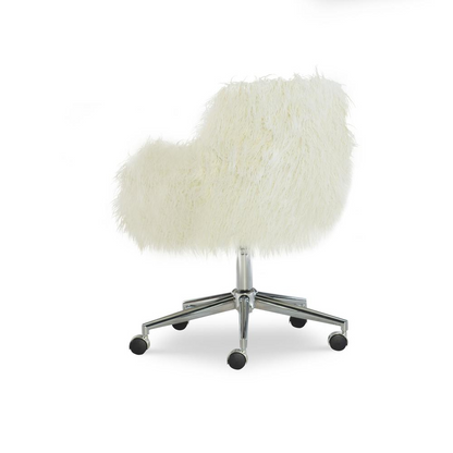 Fiona Faux Fur Office Chair, White - Stylish and Comfortable