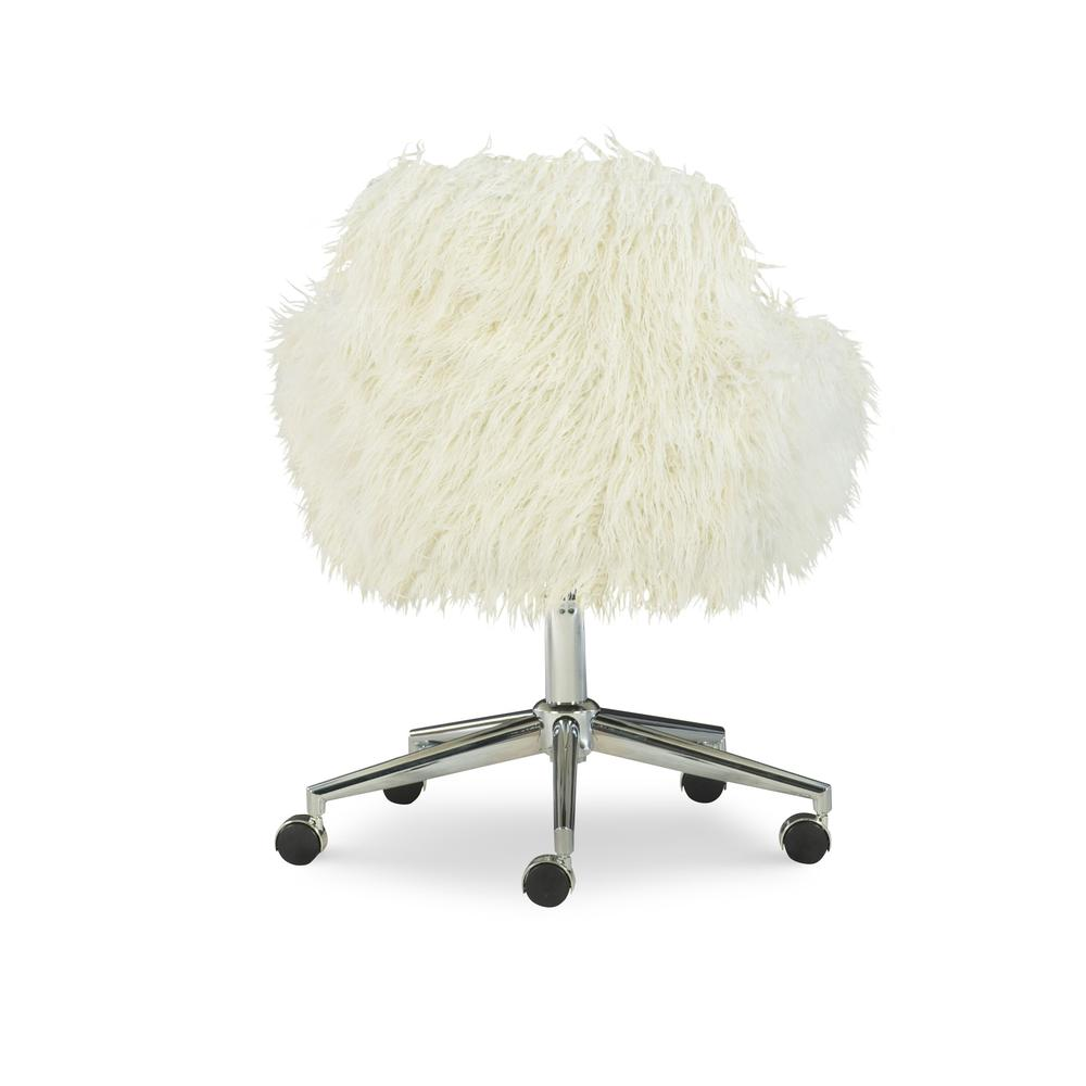 Fiona Faux Fur Office Chair, White - Stylish and Comfortable