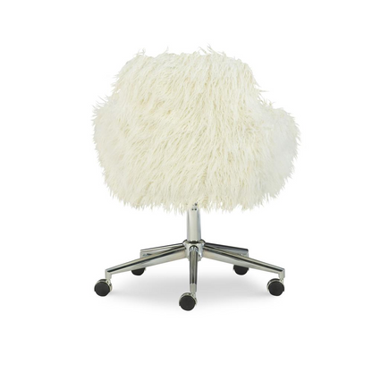 Fiona Faux Fur Office Chair, White - Stylish and Comfortable