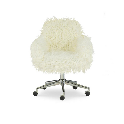 Fiona Faux Fur Office Chair, White - Stylish and Comfortable