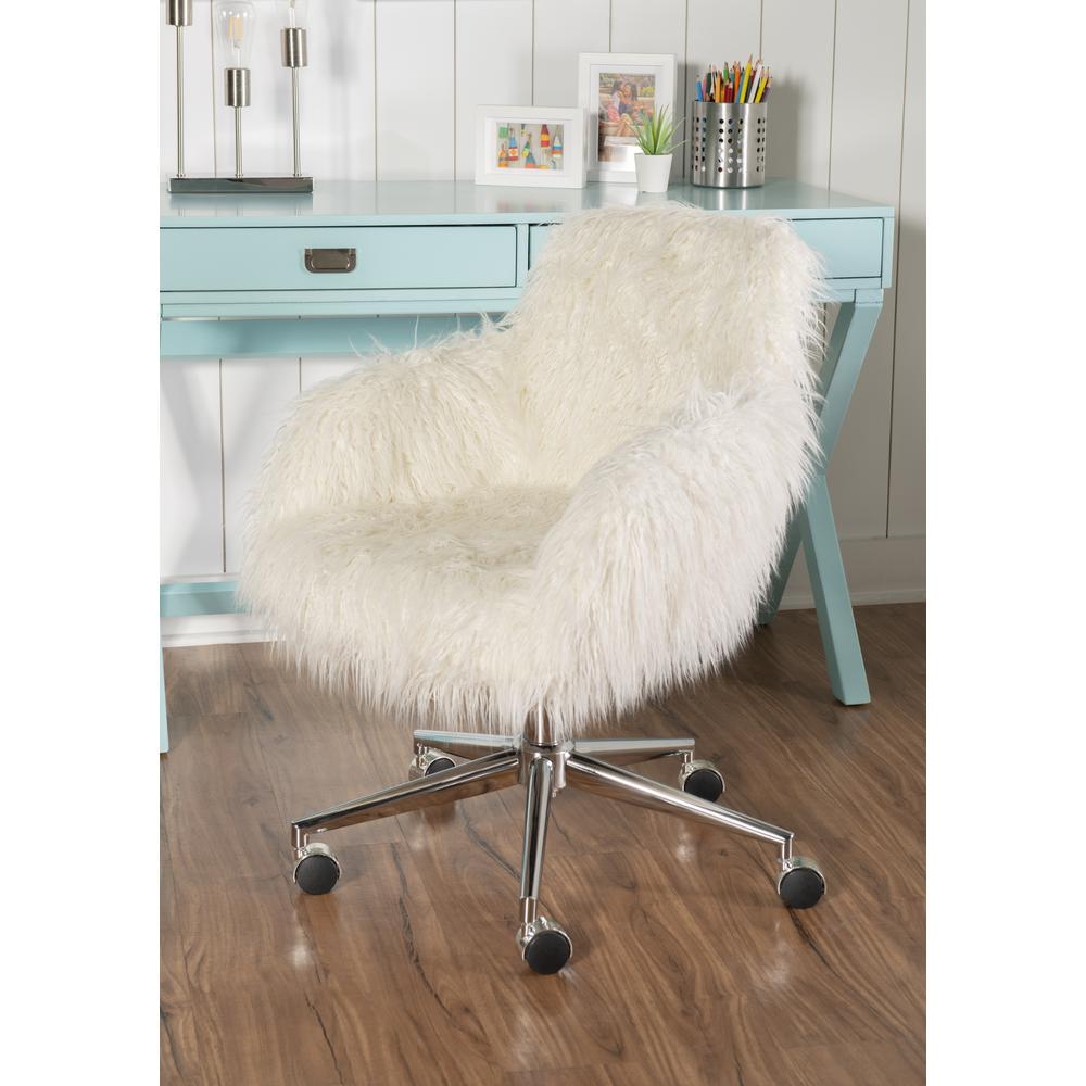 Fiona Faux Fur Office Chair, White - Stylish and Comfortable