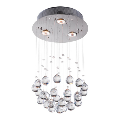 Pollow Ceiling Lamp Chrome - Elegant Crystal Tear Drop Design