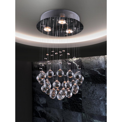 Pollow Ceiling Lamp Chrome - Elegant Crystal Tear Drop Design