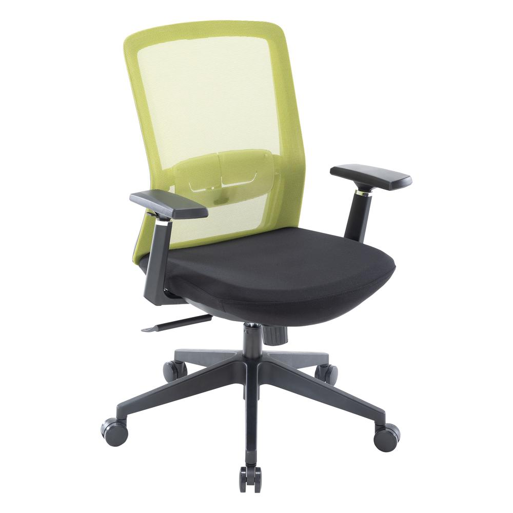 LeisureMod Ingram Modern Office Task Chair with Adjustable Armrests - Green | Comfortable & Stylish