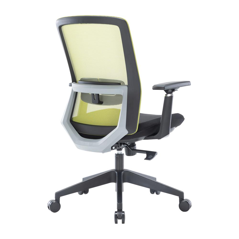 LeisureMod Ingram Modern Office Task Chair with Adjustable Armrests - Green | Comfortable & Stylish