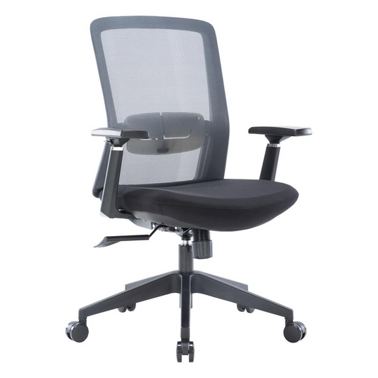 LeisureMod Ingram Modern Office Task Chair with Adjustable Armrests, Grey