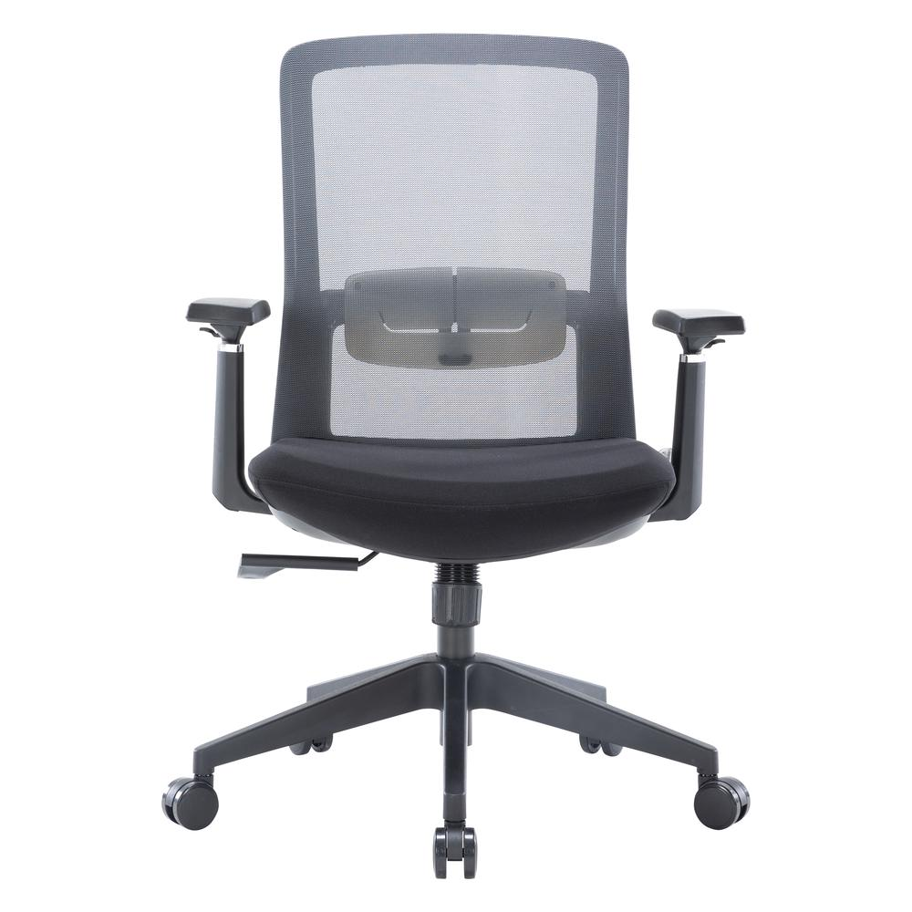 LeisureMod Ingram Modern Office Task Chair with Adjustable Armrests, Grey