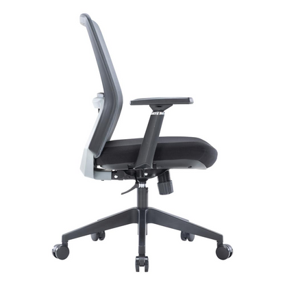 LeisureMod Ingram Modern Office Task Chair with Adjustable Armrests, Grey