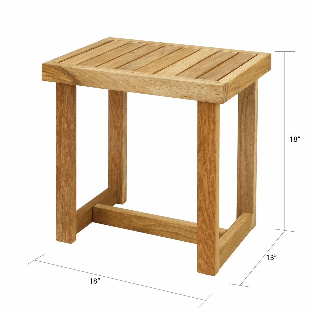 18" Shower Bench with Solid American White Oak - Navarrete Furniture