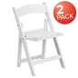 Kids Folding Chairs with Padded Seats | Set of 2 White Resin Folding Chair with Vinyl Padded Seat for Kids