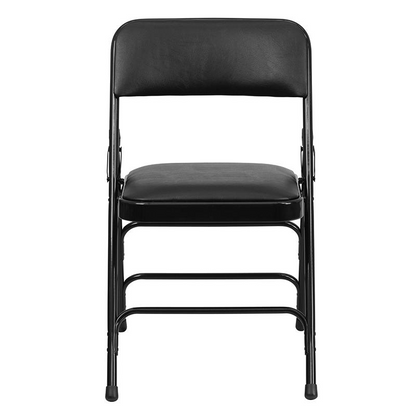 Black Metal Folding Chairs with Padded Seats - Set of 2