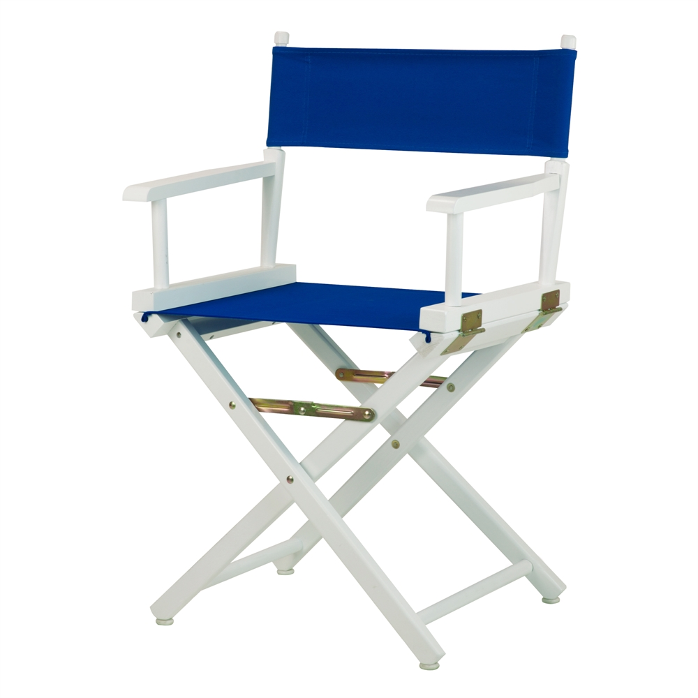 Upgrade Your Seating Experience with the 18" Director's Chair - White Frame Royal Blue Canvas