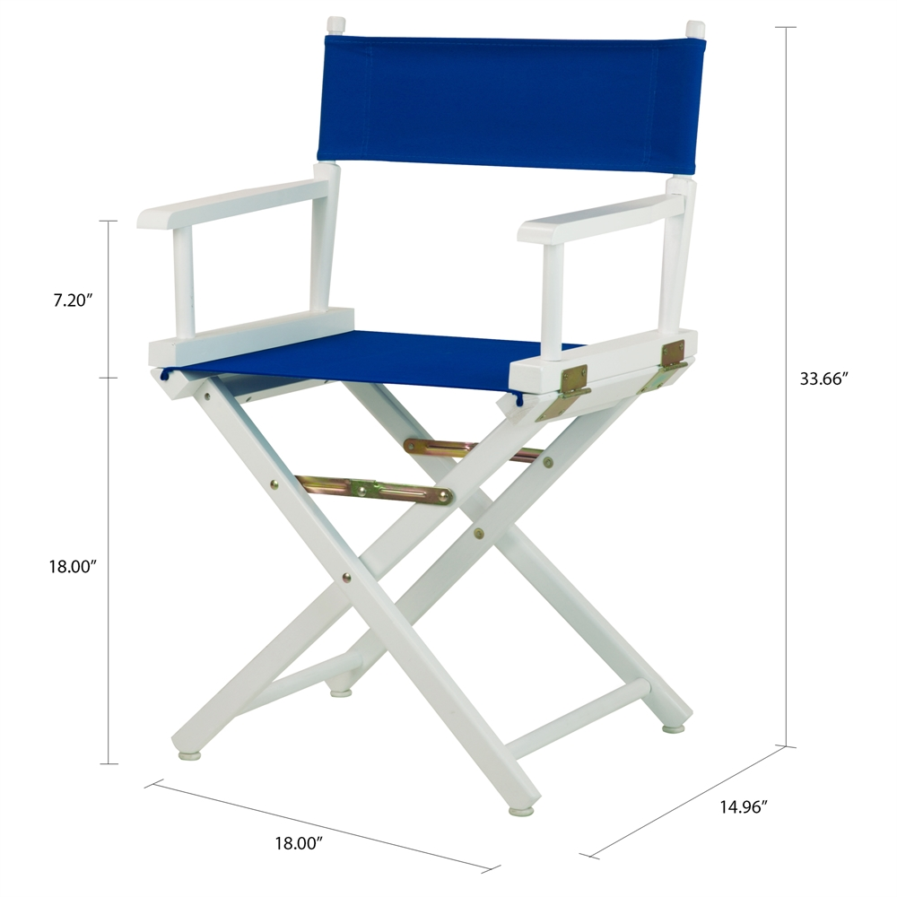 Upgrade Your Seating Experience with the 18" Director's Chair - White Frame Royal Blue Canvas