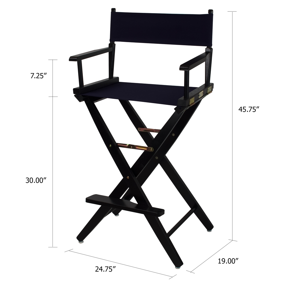 American Trails Extra-Wide Premium 30" Directors Chair Black Frame with Navy Color Cover