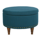 Alloway Storage Ottoman in Azure Fabric with Antique Bronze Nailheads - Stylish and Functional