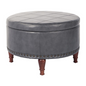 Alloway Storage Ottoman - Stylish Faux Leather Ottoman with Antique Bronze Nailheads