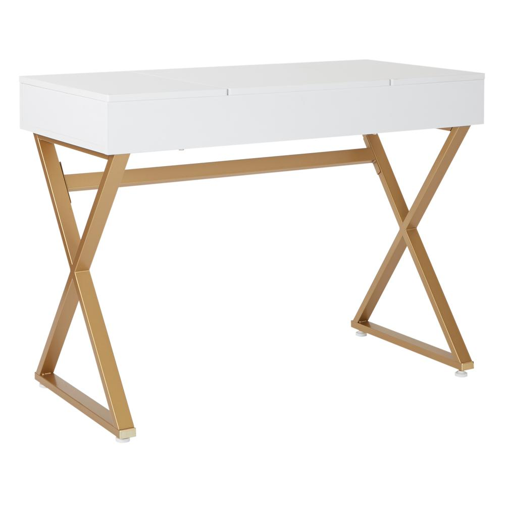 Juliette Vanity Desk with White Top and Gold Legs