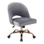 Lula Office Chair in Moonlit Fabric with Rose Gold Base - Modern and Comfortable