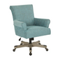 Megan Office Chair - Stylish Desk Chair in Tourquoise Fabric with Grey Wash Wood